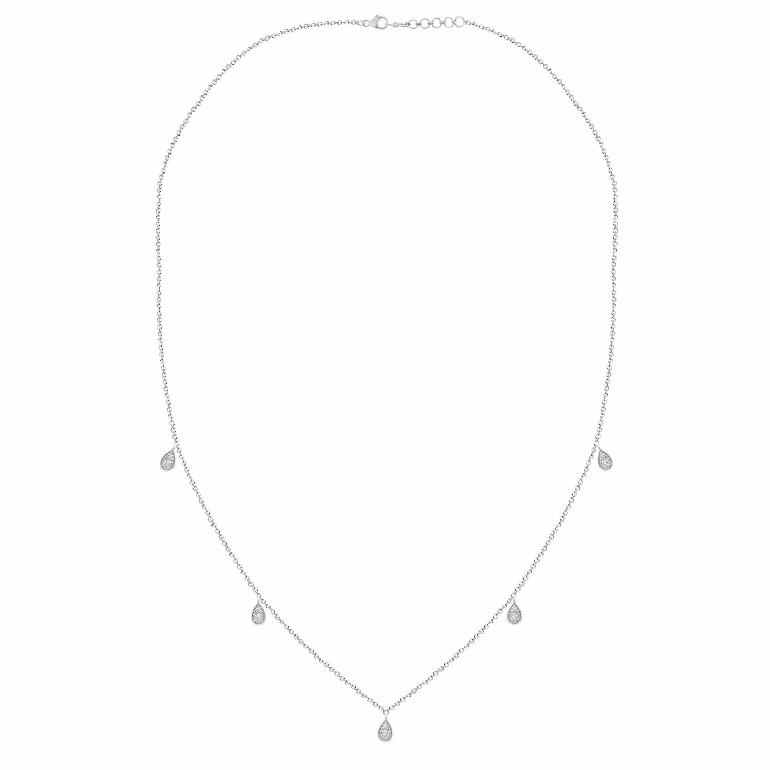Sterling Silver White 0.25CT Round Diamond Teardrop Necklace For Women In Elegant Diamond Necklace 1 Sterling Silver White 0.25CT Round Diamond Teardrop Necklace For Women In Elegant Diamond Necklace - Image 1