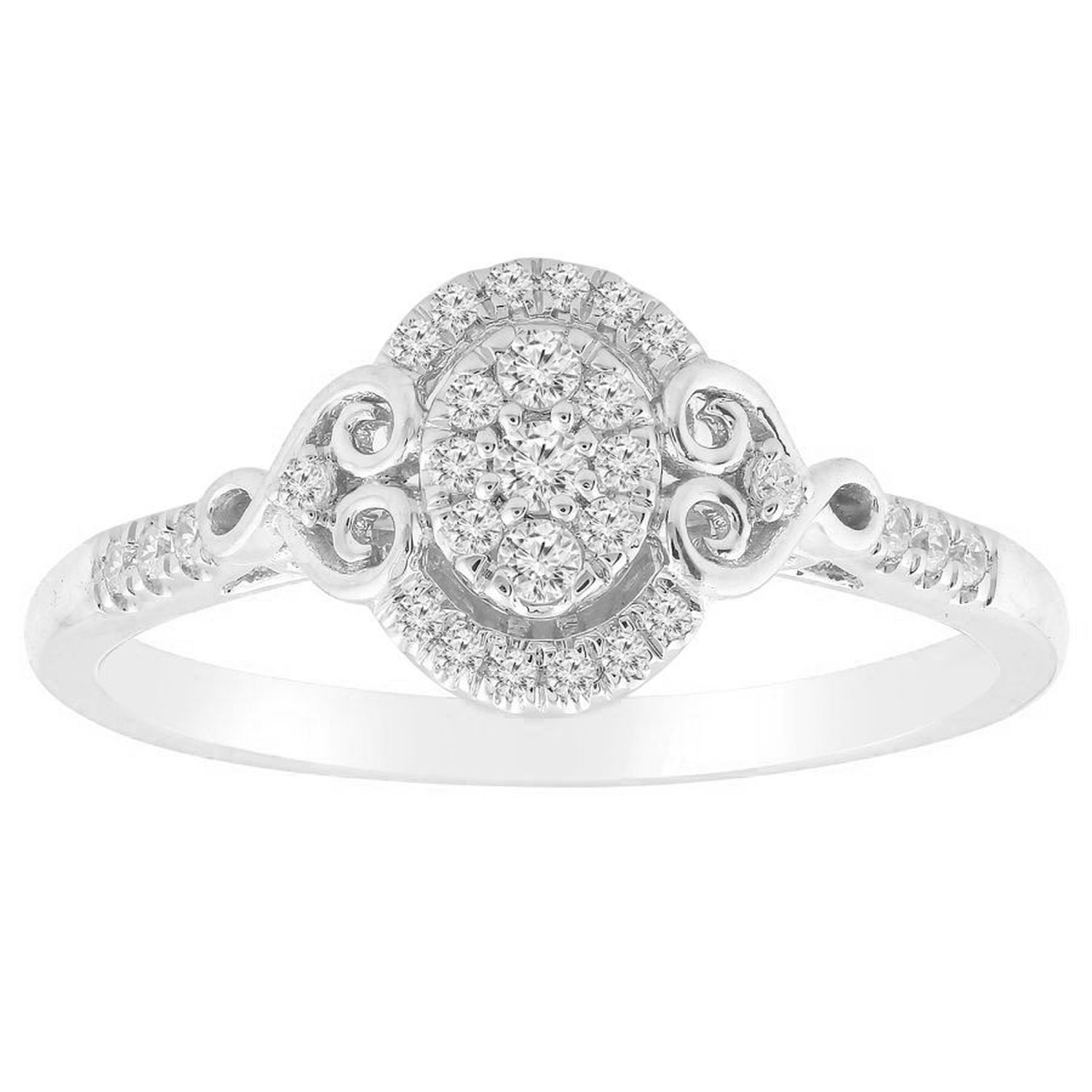 Sterling Silver 0.20CT Round Diamond Halo Ring For Women In Elegant Diamond Engagement Style Ring 1 Sterling Silver 0.20CT Round Diamond Halo Ring For Women In Elegant Diamond Engagement Style Ring - Image 1