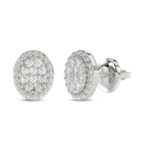 Sterling Silver Ladies 0.20CT Round Diamond Cluster Fashion Earrings