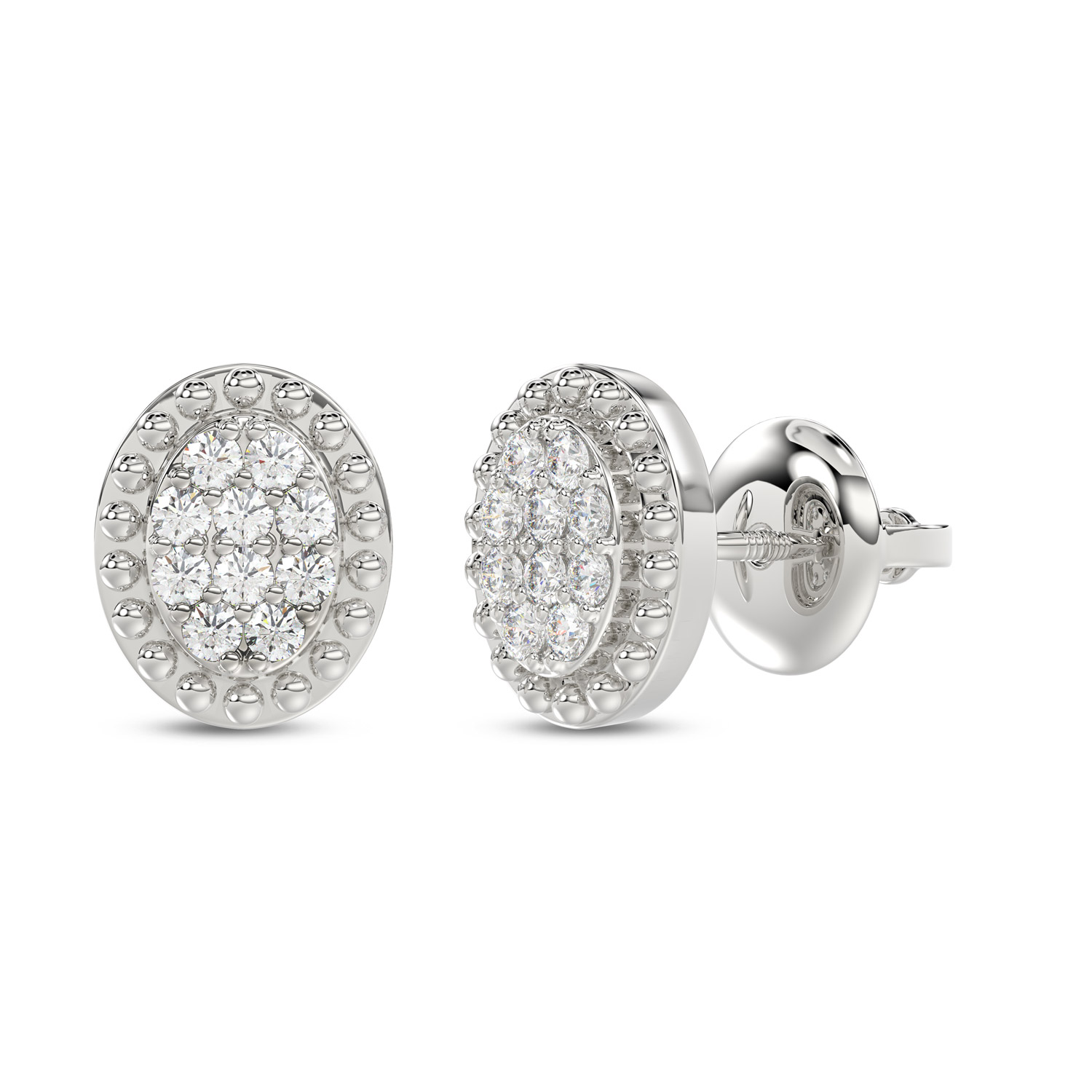 Sterling Silver Ladies 0.20CT Round Diamond Cluster Fashion Earrings 1 Sterling Silver Ladies 0.20CT Round Diamond Cluster Fashion Earrings - Image 1