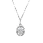 Sterling Silver Ladies 0.10CT Round Diamond Cluster Fashion Pendant With Chain