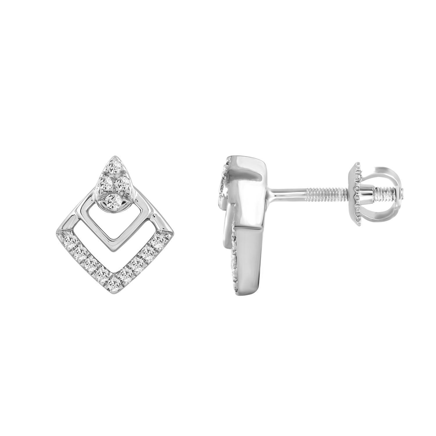 Ladies Sterling Silver 0.13CT Round Diamond Earrings Classic Fashion Jewelry 1 Ladies Sterling Silver 0.13CT Round Diamond Earrings Classic Fashion Jewelry - Image 1