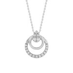 Sterling Silver Ladies 0.13CT Round Diamond Pendant With Chain Elegant Fashion Jewelry