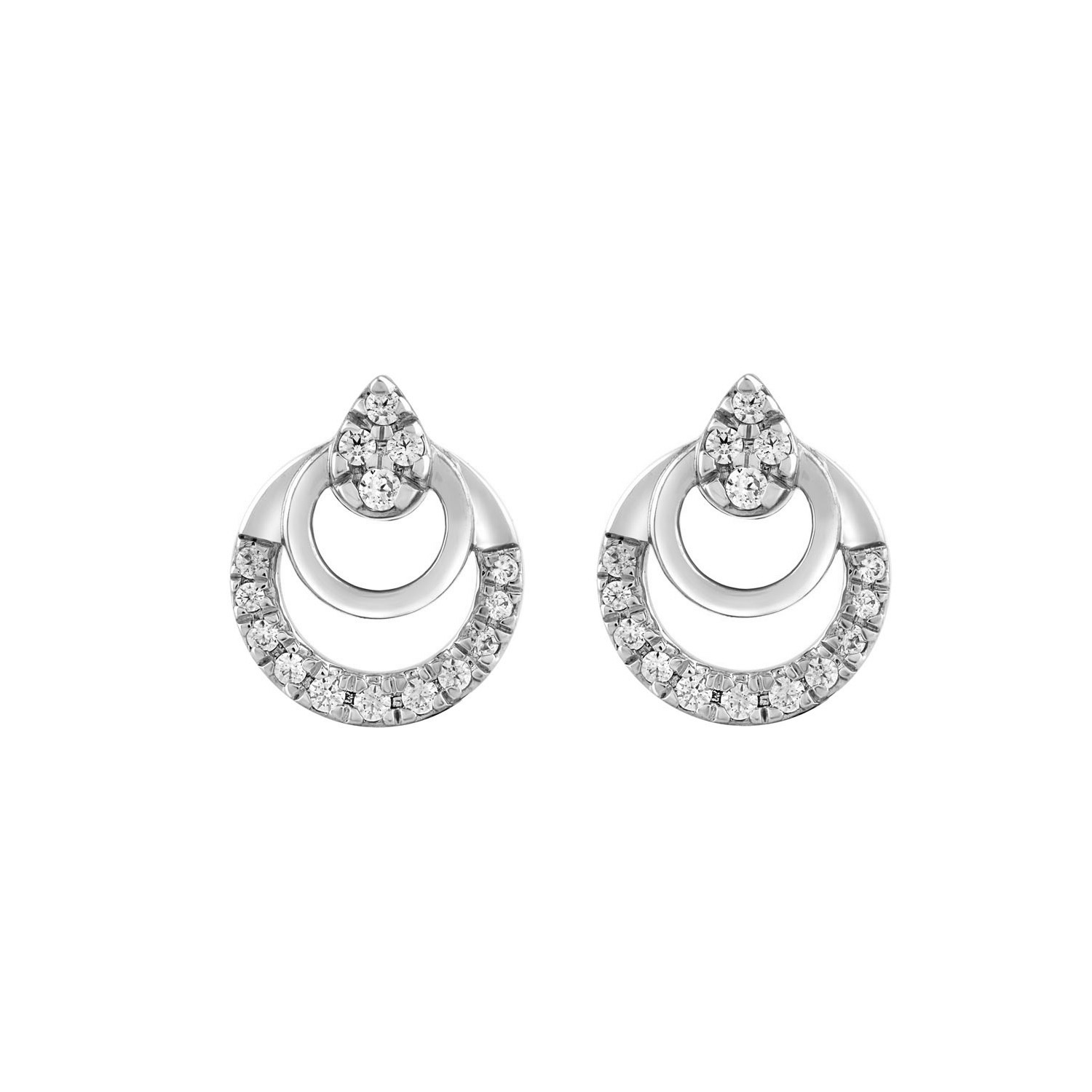 Ladies Sterling Silver 0.13CT Round Diamond Earrings Classic Fashion Jewelry Gift 1 Ladies Sterling Silver 0.13CT Round Diamond Earrings Classic Fashion Jewelry Gift - Image 1