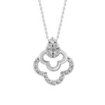 Sterling Silver Ladies 0.13CT Round Diamond Pendant With Chain Elegant Fashion Jewelry