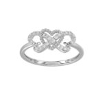 Sterling Silver Ladies 0.15CT Round Diamond Infinity Heart Engagement Fashion Ring Elegant Romantic Jewelry