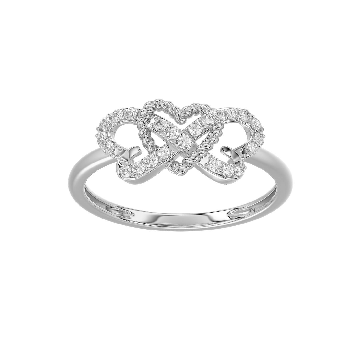 Sterling Silver Ladies 0.15CT Round Diamond Infinity Heart Engagement Fashion Ring Elegant Romantic Jewelry 1 Sterling Silver Ladies 0.15CT Round Diamond Infinity Heart Engagement Fashion Ring Elegant Romantic Jewelry - Image 1