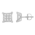 Classic Sterling Silver Round Diamond Earrings 0.25CT Ladies Jewelry