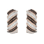 LADIES HOOPS EARRINGS 0.50CT ROUND/DARK BROWN DIAMOND 14K ROSE GOLD