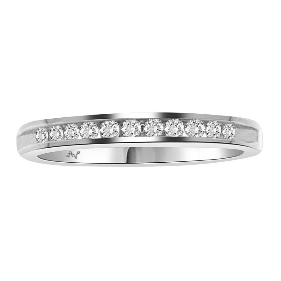 LADIES BAND 0.15CT ROUND DIAMOND 14K WHITE GOLD 1 LADIES BAND 0.15CT ROUND DIAMOND 14K WHITE GOLD - Image 1