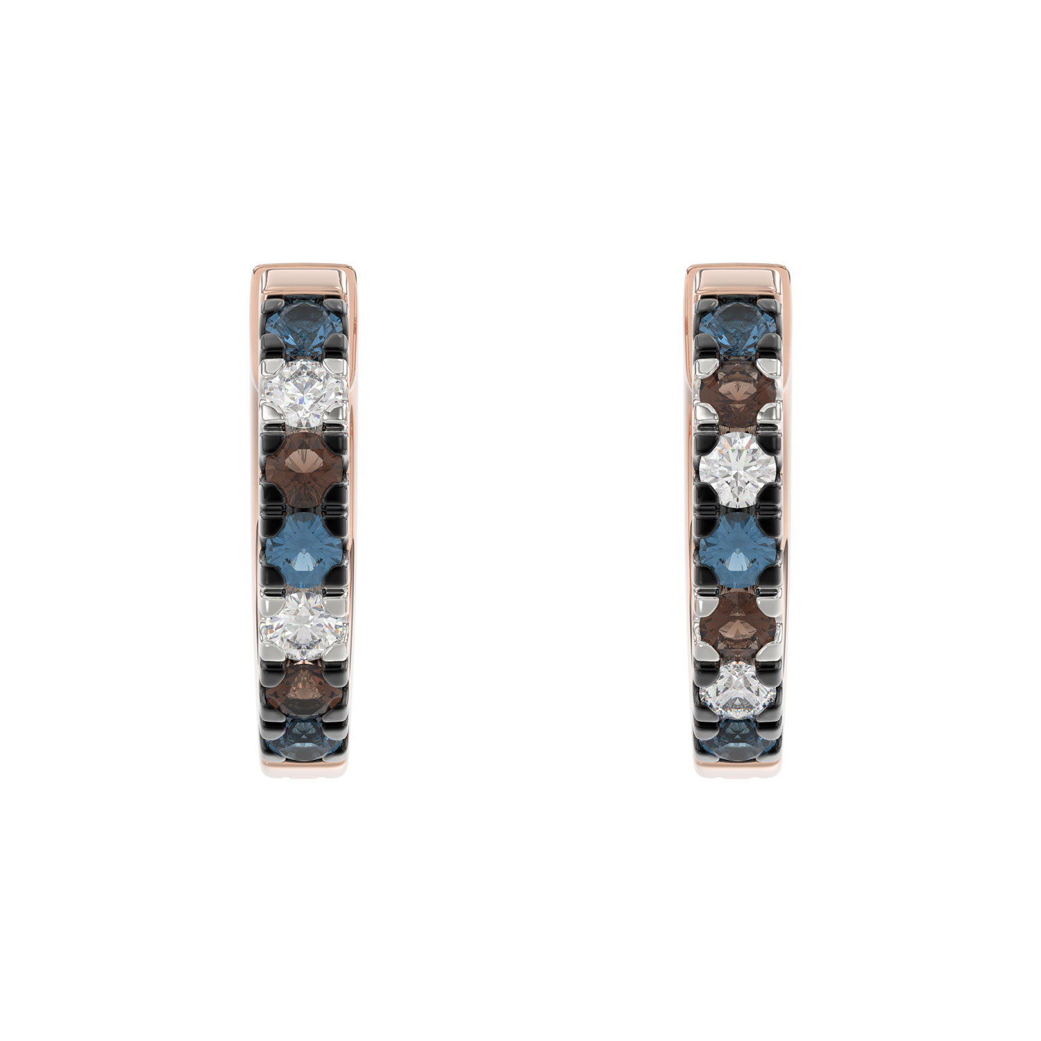 LADIES EARRING 0.50CT ROUND/ROUND BLUE/DARK BROWN DIAMOND 14K ROSE GOLD 1 LADIES EARRING 0.50CT ROUND/ROUND BLUE/DARK BROWN DIAMOND 14K ROSE GOLD - Image 1