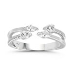 LADIES RING 0.33CT PEAR/MARQUISE DIAMOND 14K WHITE GOLD