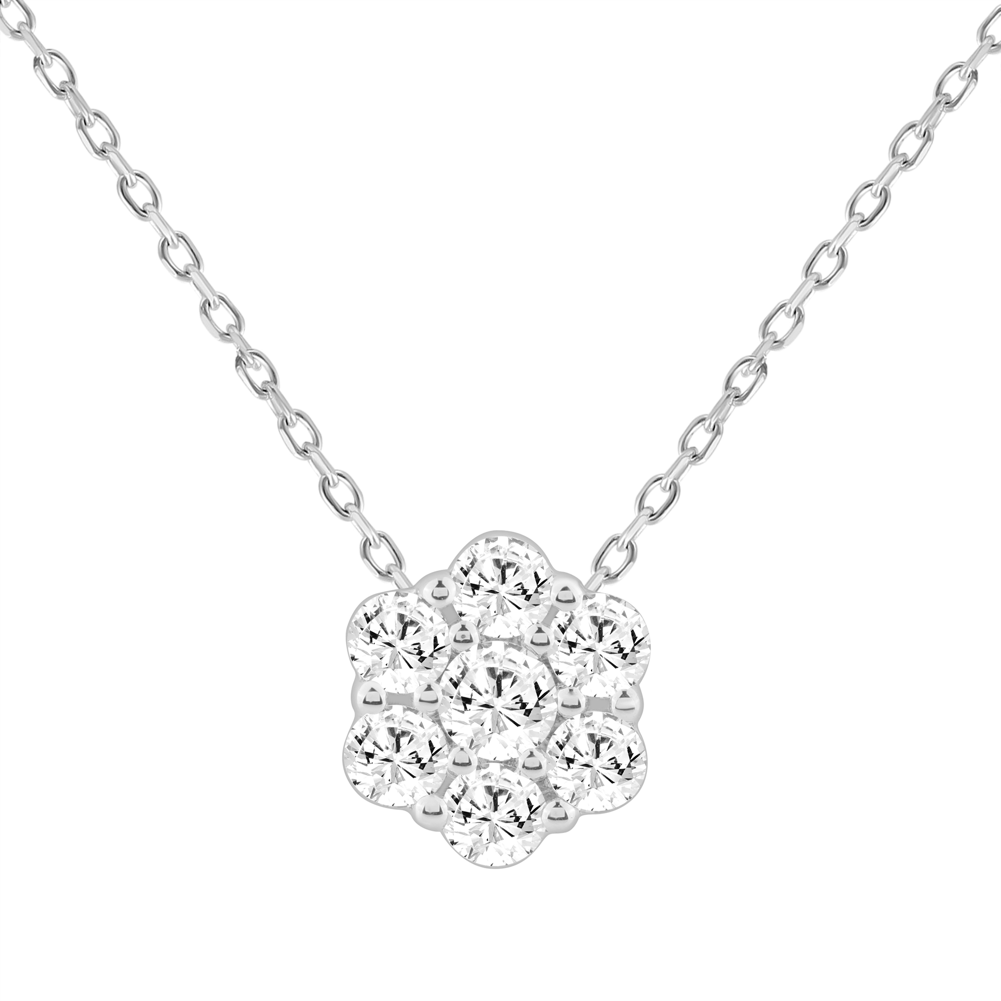 LADIES PENDANT WITH CHAIN 0.50CT ROUND DIAMOND 14K WHITE GOLD 1 LADIES PENDANT WITH CHAIN 0.50CT ROUND DIAMOND 14K WHITE GOLD - Image 1