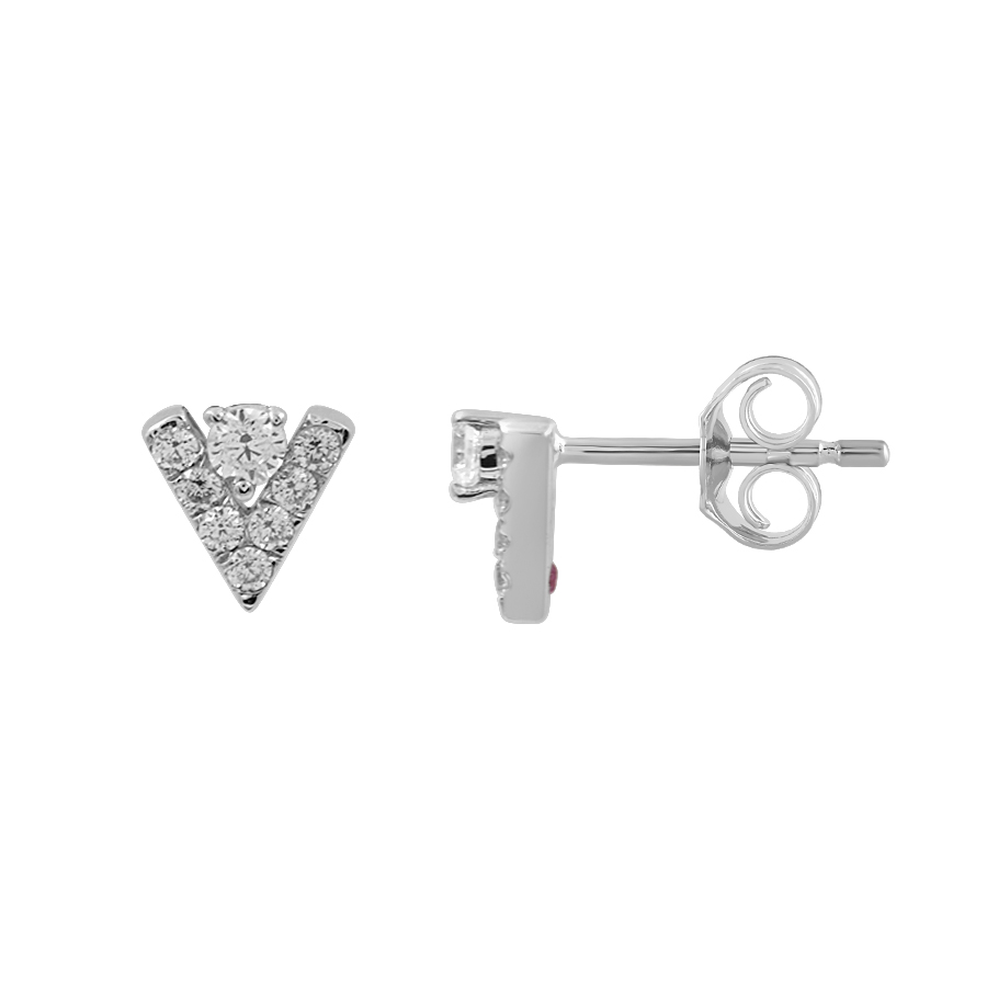 LADIES EARRINGS 0.25CT ROUND DIAMOND 14K WHITE GOLD 1 LADIES EARRINGS 0.25CT ROUND DIAMOND 14K WHITE GOLD - Image 1
