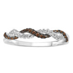LADIES RING 0.25CT ROUND/BLUE DIAMOND 14K WHITE GOLD
