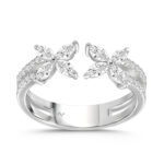 LADIES RING 0.75CT ROUND/MARQUISE DIAMOND 14K WHITE GOLD