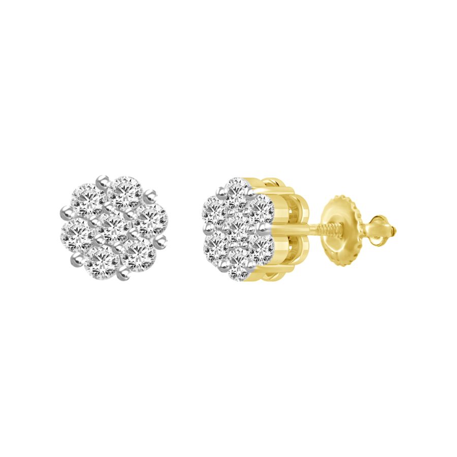 LADIES FLOWER EARRINGS 0.25CT ROUND DIAMOND 14K YELLOW GOLD 1 LADIES FLOWER EARRINGS 0.25CT ROUND DIAMOND 14K YELLOW GOLD - Image 1