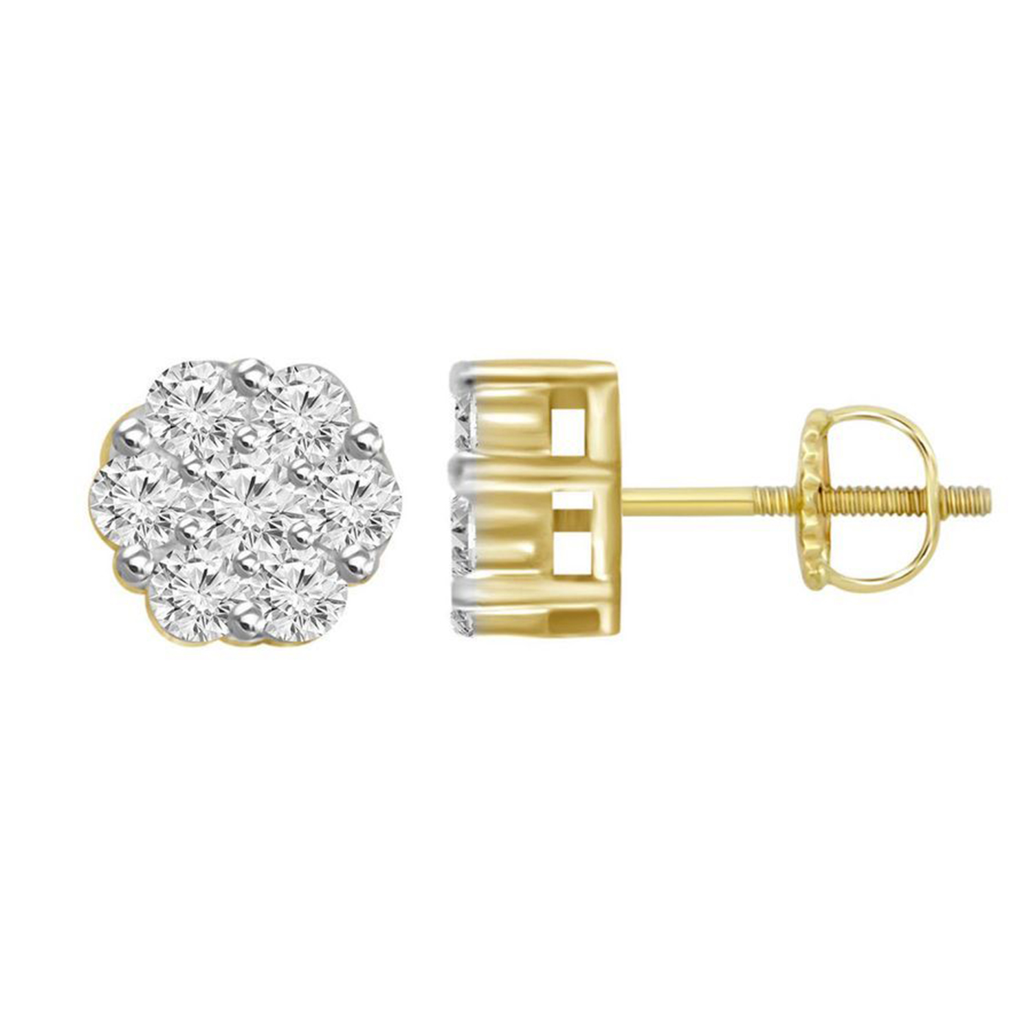 LADIES EARRINGS 0.15CT ROUND DIAMOND 14K YELLOW GOLD 1 LADIES EARRINGS 0.15CT ROUND DIAMOND 14K YELLOW GOLD - Image 1
