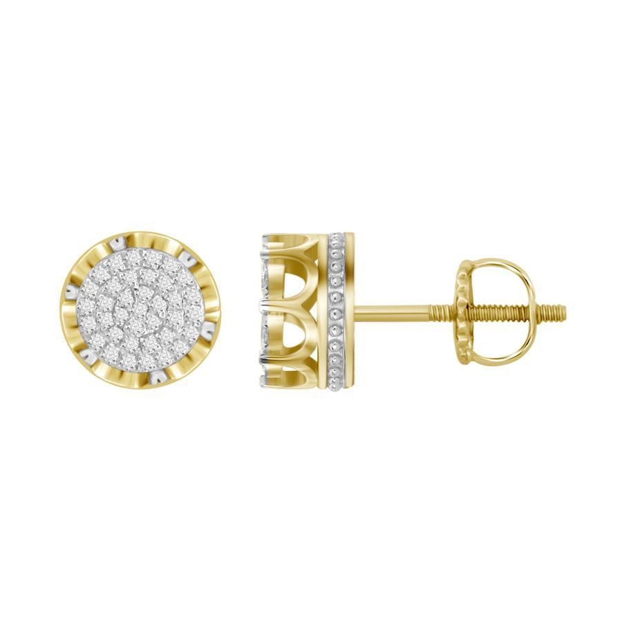 MEN'S EARRINGS 0.15CT ROUND DIAMOND YELLOW GOLD/STERLING SILVER 1 MEN'S EARRINGS 0.15CT ROUND DIAMOND YELLOW GOLD/STERLING SILVER - Image 1