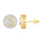 LADIES STUD EARRINGS 0.75CT ROUND DIAMOND 10K YELLOW GOLD