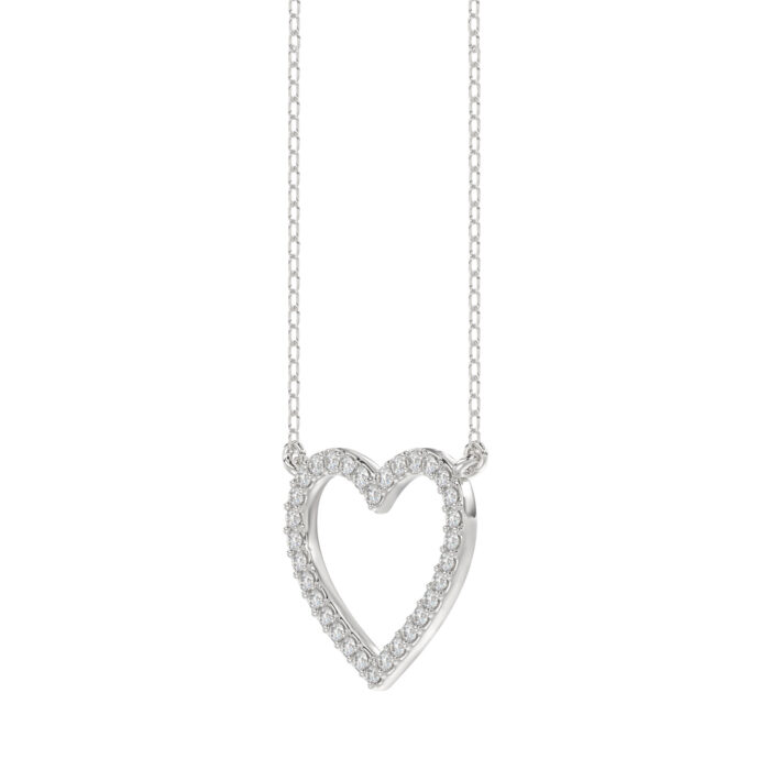 LADIES NECKLACE 0.10CT ROUND DIAMOND 10K WHITE GOLD - Image 3