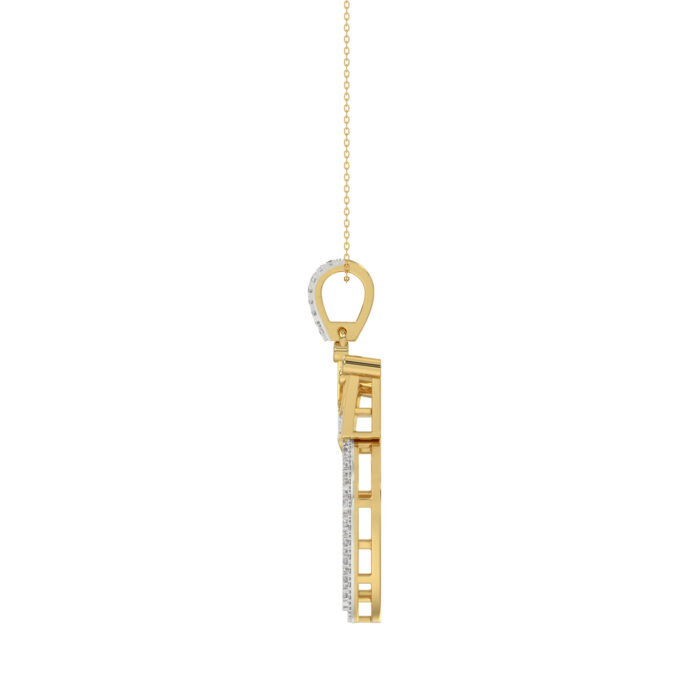 MEN'S PENDANT 0.40CT ROUND DIAMOND 10K YELLOW GOLD - Image 2