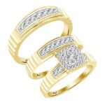 LADIES TRIO SET 0.75CT ROUND DIAMOND 10K YELLOW GOLD