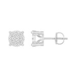 LADIES STUD EARRINGS 0.25CT ROUND DIAMOND 10K WHITE GOLD