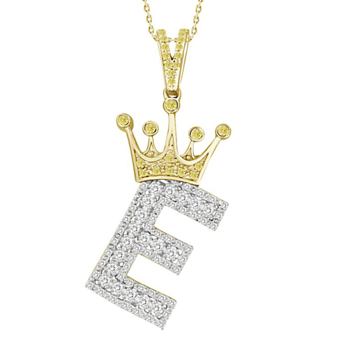 MEN'S PENDANT 0.40CT ROUND CANARY DIAMOND 10K YELLOW GOLD - Image 1
