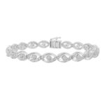 LADIES BRACELET 0.25CT ROUND DIAMOND STERLING SILVER/WHITE GOLD