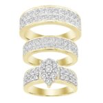 UNISEX TRIOS SET 3.00CT ROUND DIAMOND 10K YELLOW GOLD
