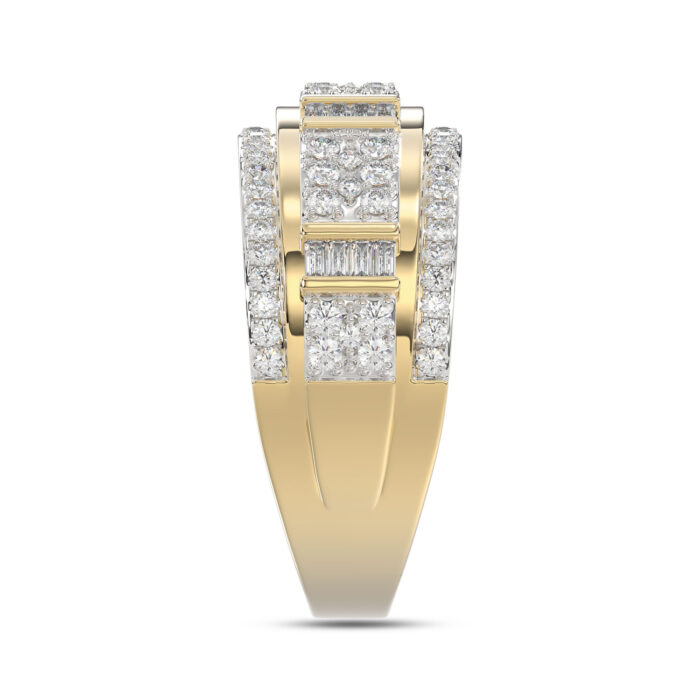 MEN'S BAND 1.00CT ROUND/BAGUETTE DIAMOND 10K YELLOW GOLD - Image 3