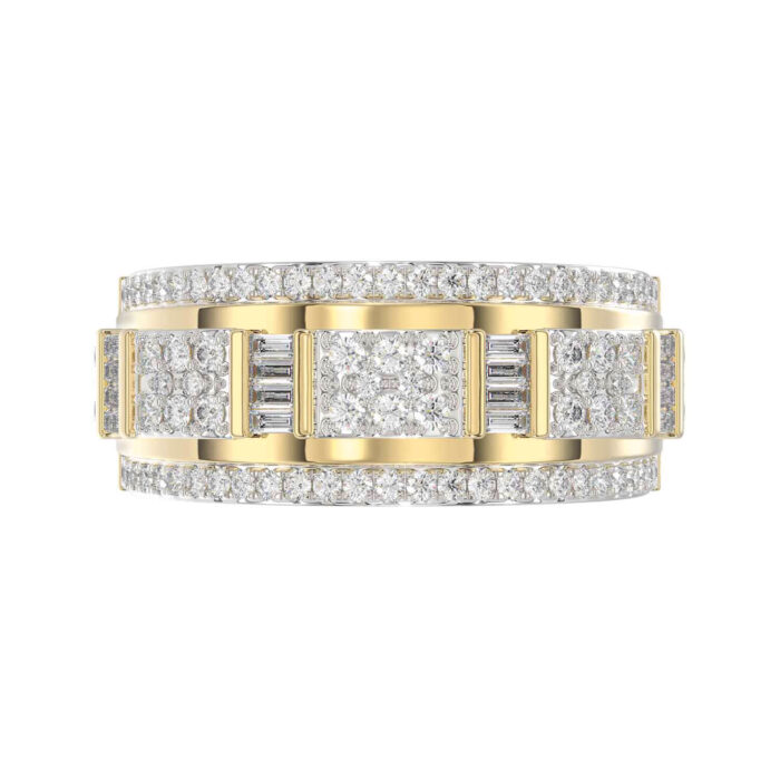 MEN'S BAND 1.00CT ROUND/BAGUETTE DIAMOND 10K YELLOW GOLD - Image 5
