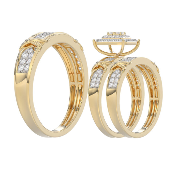 LADIES TRIOS 1.00CT ROUND DIAMOND 10K YELLOW GOLD - Image 4