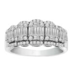 LADIES RING 1.00CT ROUND/BAGUETTE DIAMOND 14K WHITE GOLD