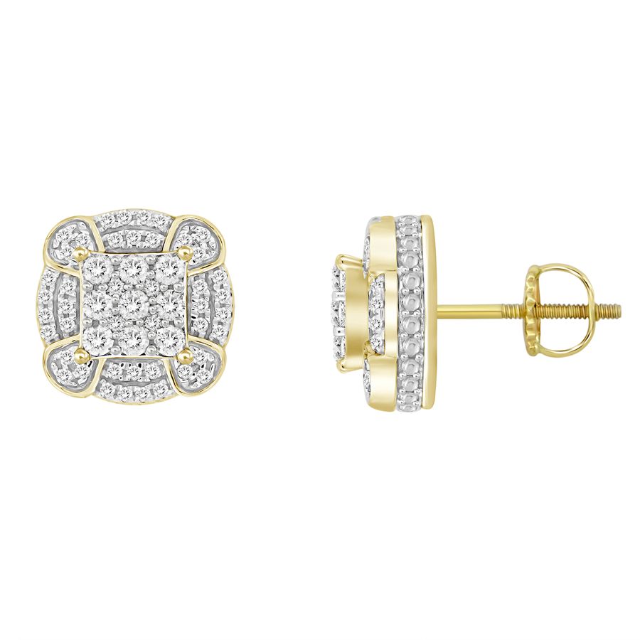LADIES STUD EARRINGS 0.50CT ROUND DIAMOND 10K YELLOW GOLD 1 LADIES STUD EARRINGS 0.50CT ROUND DIAMOND 10K YELLOW GOLD - Image 1
