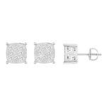 LADIES STUD EARRINGS 0.25CT ROUND DIAMOND 10K WHITE GOLD