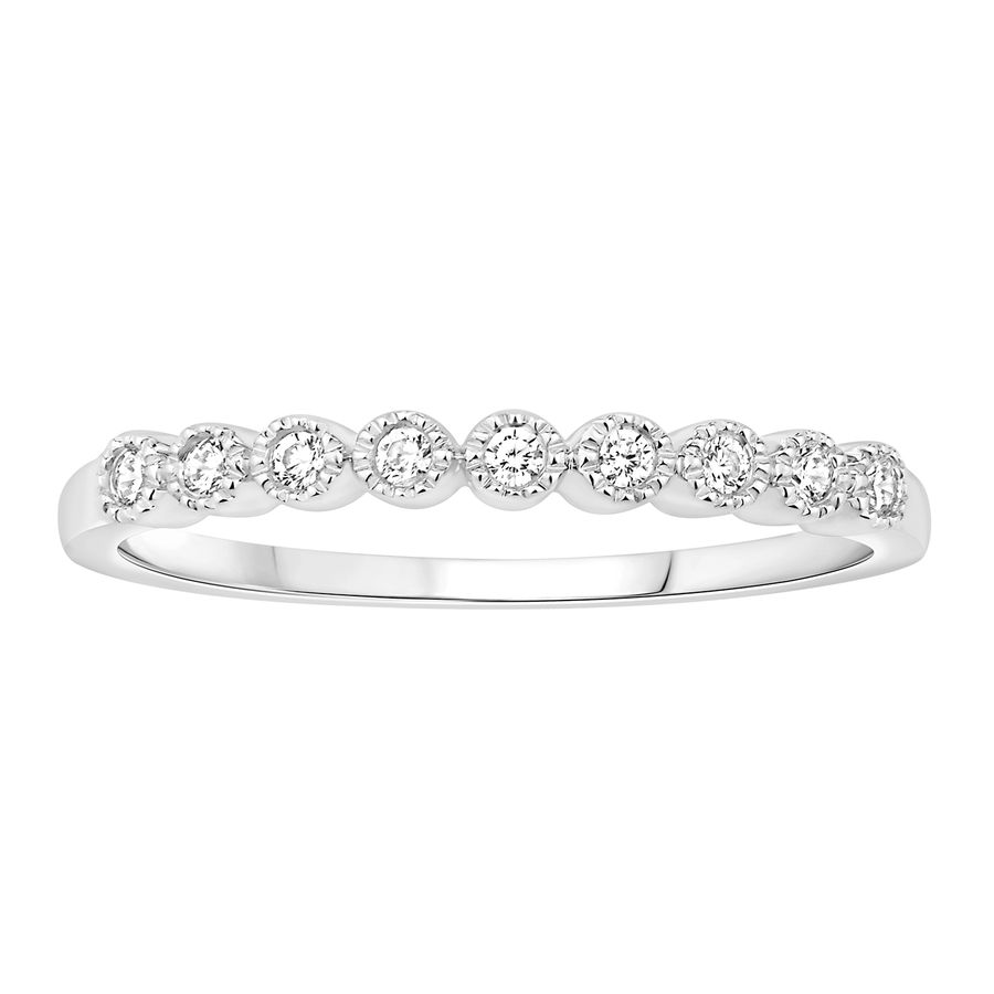LADIES STACKABLE BAND 0.11CT ROUND DIAMOND 10K WHITE GOLD 1 LADIES STACKABLE BAND 0.11CT ROUND DIAMOND 10K WHITE GOLD - Image 1