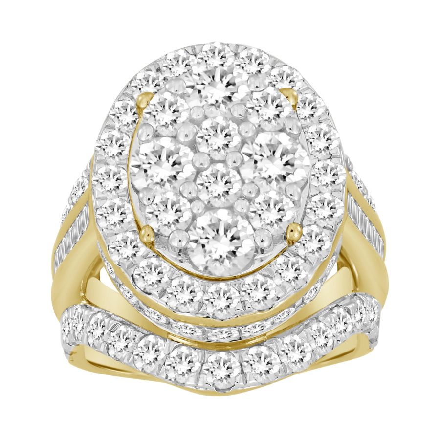 LADIES RING 5.00CT ROUND/BAGUETTE DIAMOND 10K YELLOW GOLD 1 LADIES RING 5.00CT ROUND/BAGUETTE DIAMOND 10K YELLOW GOLD - Image 1
