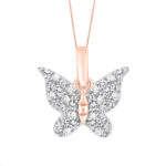 LADIES PENDANT WITH CHAIN 0.10CT ROUND DIAMOND 10K ROSE GOLD