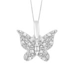 LADIES PENDANT WITH CHAIN 0.10CT ROUND DIAMOND 10K WHITE GOLD