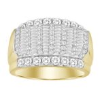 MEN'S BAND 2.00CT ROUND/BAGUETTE DIAMOND 10K YELLOW GOLD