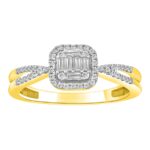 LADIES RING 0.33CT ROUND/BAGUETTE DIAMOND 10K YELLOW GOLD