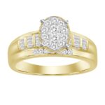 LADIES RING 0.50CT ROUND/BAGUETTE DIAMOND 10K YELLOW GOLD
