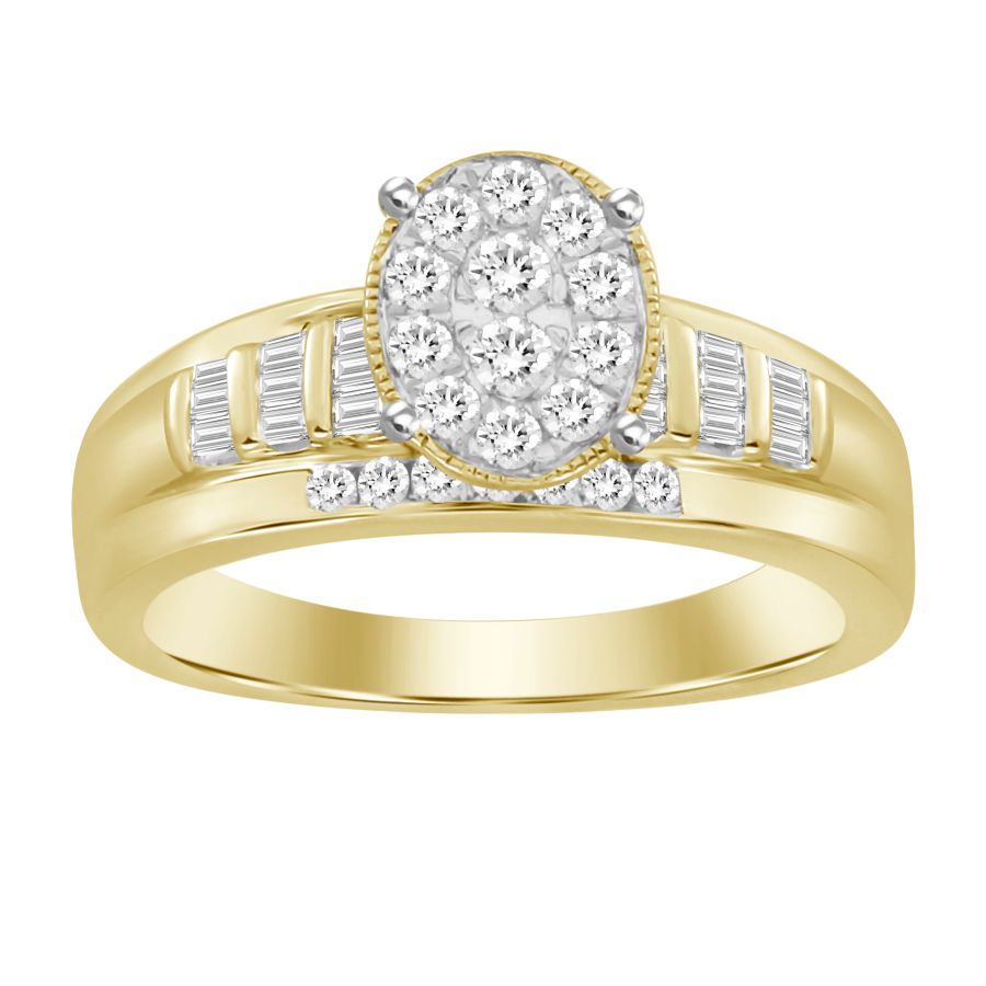LADIES RING 0.50CT ROUND/BAGUETTE DIAMOND 10K YELLOW GOLD 1 LADIES RING 0.50CT ROUND/BAGUETTE DIAMOND 10K YELLOW GOLD - Image 1