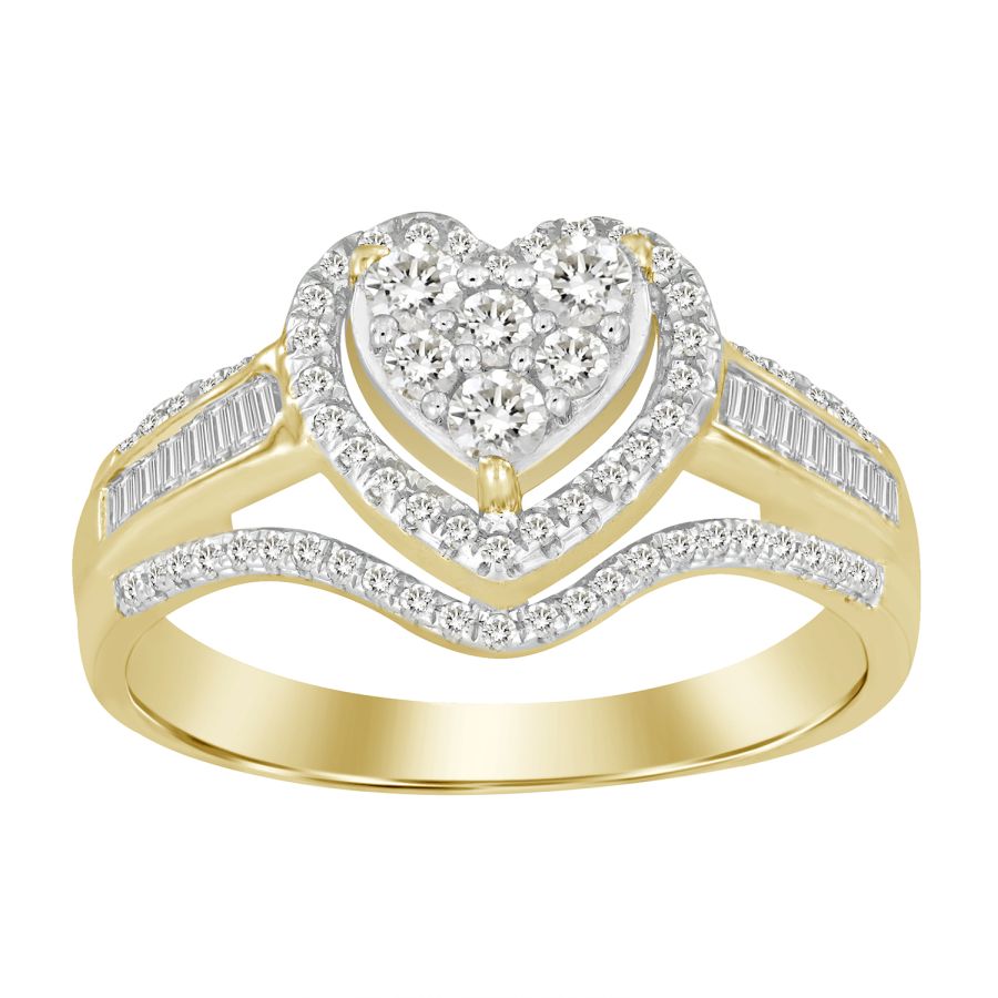 LADIES FASHION RING 0.50CT ROUND/BAGUETTE DIAMOND 10K YELLOW GOLD 1 LADIES FASHION RING 0.50CT ROUND/BAGUETTE DIAMOND 10K YELLOW GOLD - Image 1