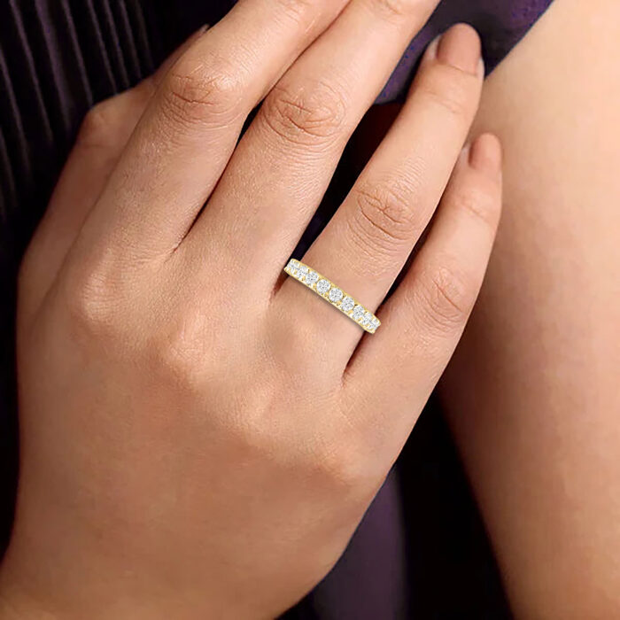 LADIES BAND 1.00CT ROUND DIAMOND 14K YELLOW GOLD - Image 5