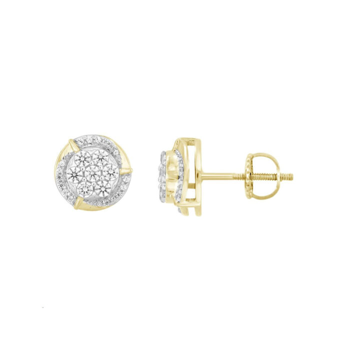 LADIES EARRINGS 0.50CT ROUND DIAMOND 10K YELLOW GOLD - Image 1