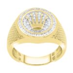 MEN'S RING 0.50CT ROUND/BAGUETTE DIAMOND 10K YELLOW GOLD