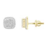 LADIES STUD EARRINGS 0.33CT ROUND DIAMOND 10K YELLOW GOLD